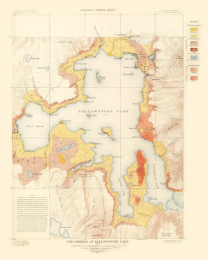 Vintage Map of Yellowstone Lake 1904