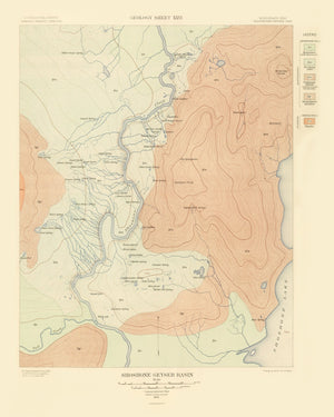 Vintage Map of Shoshone Geyser Basin  1904