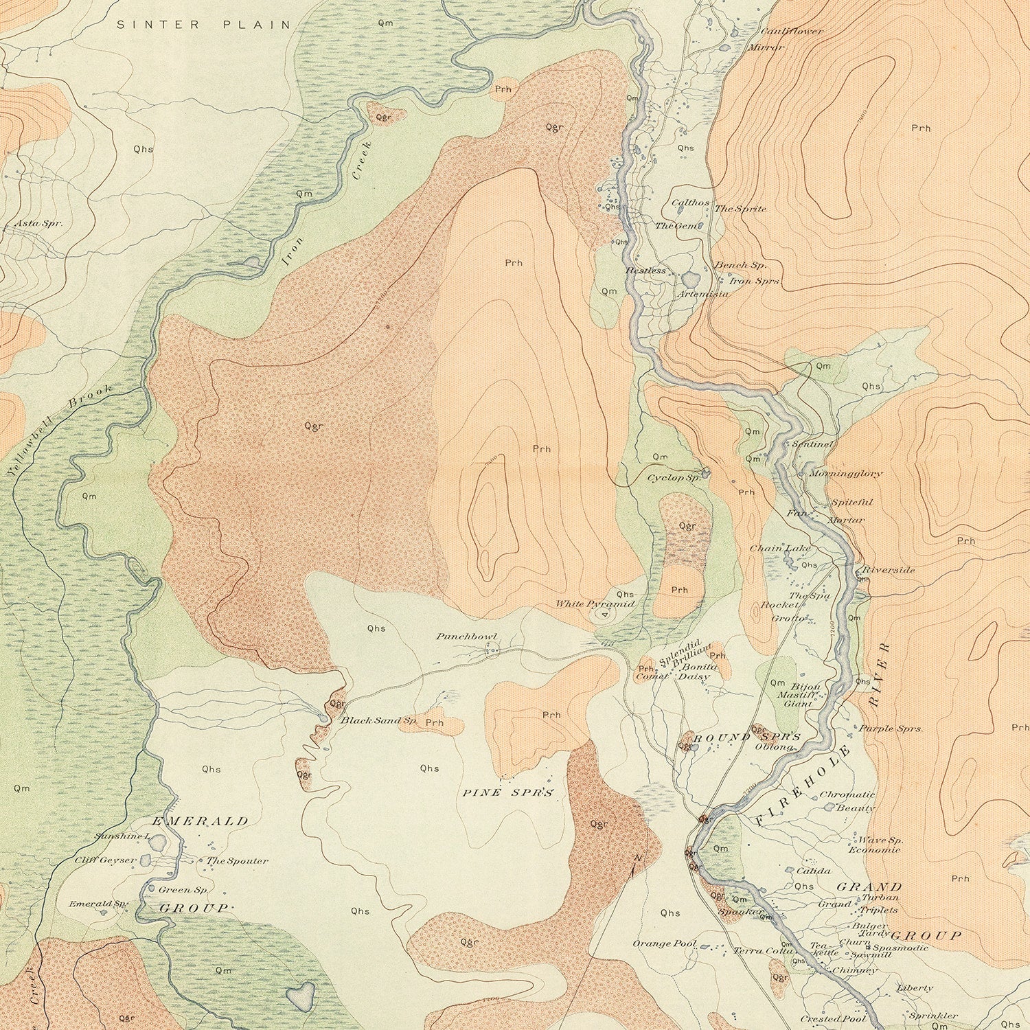 Vintage Map of Upper Geyser Basin 1904