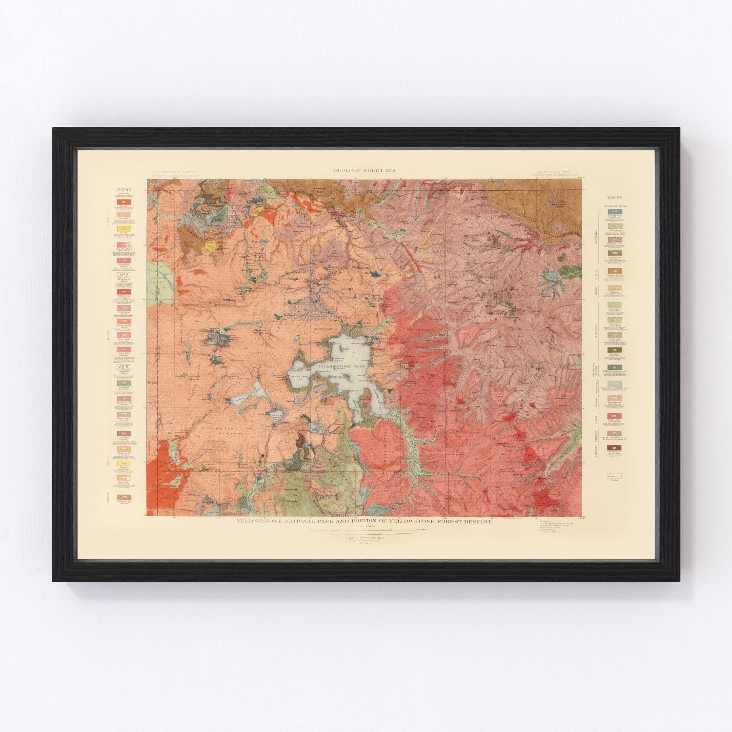 Vintage Map of Yellowstone National Park 1904