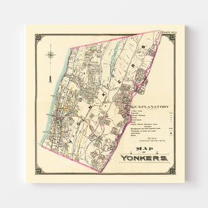 Vintage Map of Yonkers, New York 1900