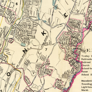 Vintage Map of Yonkers, New York 1900