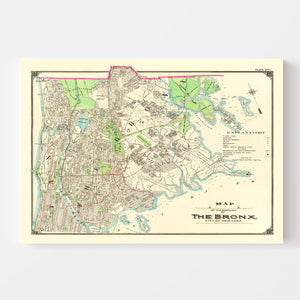 Vintage Map of Bronx, New York 1900