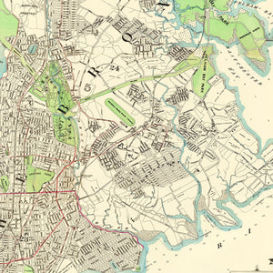 Vintage Map of Bronx, New York 1900