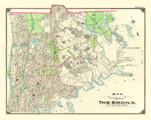 Vintage Map of Bronx, New York 1900