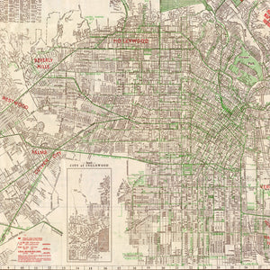 Vintage Map of Los Angeles, California 1928