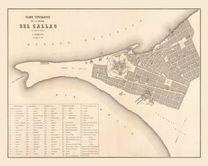 Vintage Map of Callao, Peru 1865