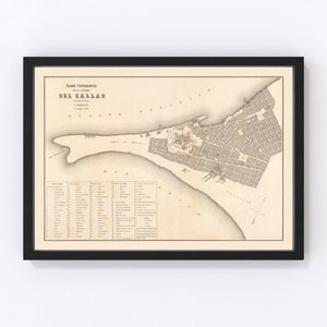 Vintage Map of Callao, Peru 1865