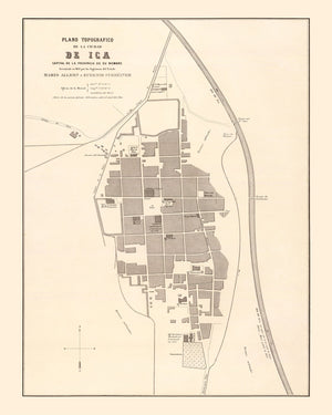 Vintage Map of Ica, Peru 1865