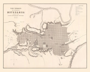 Vintage Map of Moyobamba, Peru 1865