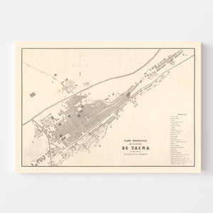 Vintage Map of Tacna, Peru 1865