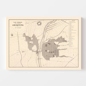 Vintage Map of Arequipa, Peru 1865