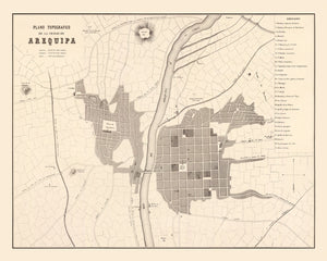 Vintage Map of Arequipa, Peru 1865