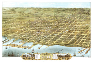 Vintage Map of Erie, Pennsylvania 1870