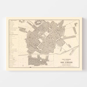 Vintage Map of Cuzco, Peru 1865