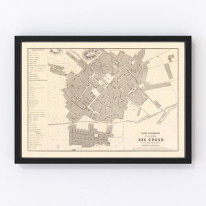 Vintage Map of Cuzco, Peru 1865