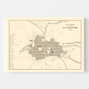 Vintage Map of Ayacucho, Peru 1865