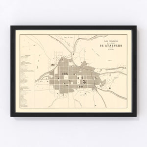 Vintage Map of Ayacucho, Peru 1865
