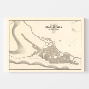 Vintage Map of Huancavelica, Peru 1865