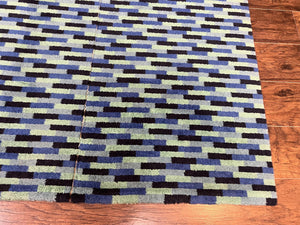 Wide Runner Rug 4.7 x 12, Blue Multicolor Contemporary Wool Power Loomed Rug, Mosiac Design