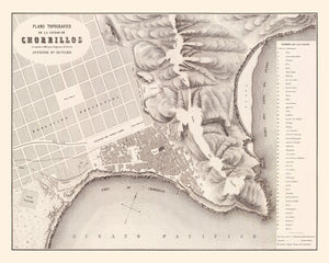 Vintage Map of Chorrillos, Peru 1865