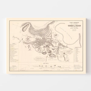 Vintage Map of Cerro de Pasco, Peru 1865