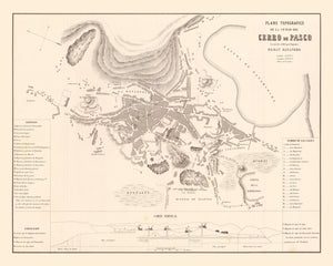 Vintage Map of Cerro de Pasco, Peru 1865