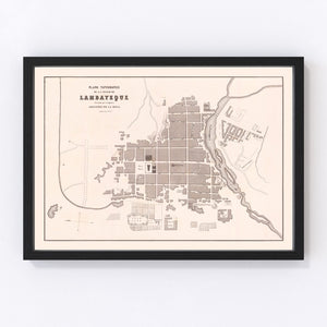 Vintage Map of Lambayeque, Peru 1865