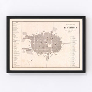 Vintage Map of Trujillo, Peru 1865
