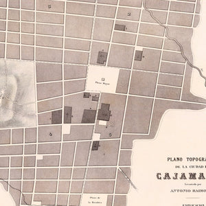 Vintage Map of Cajamarca, Peru 1865