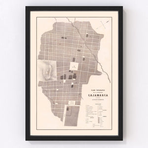 Vintage Map of Cajamarca, Peru 1865