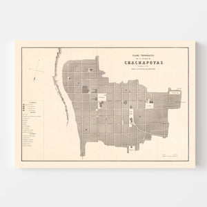Vintage Map of Chachapoyas, Peru 1865