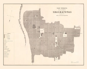 Vintage Map of Chachapoyas, Peru 1865