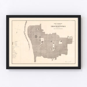 Vintage Map of Chachapoyas, Peru 1865