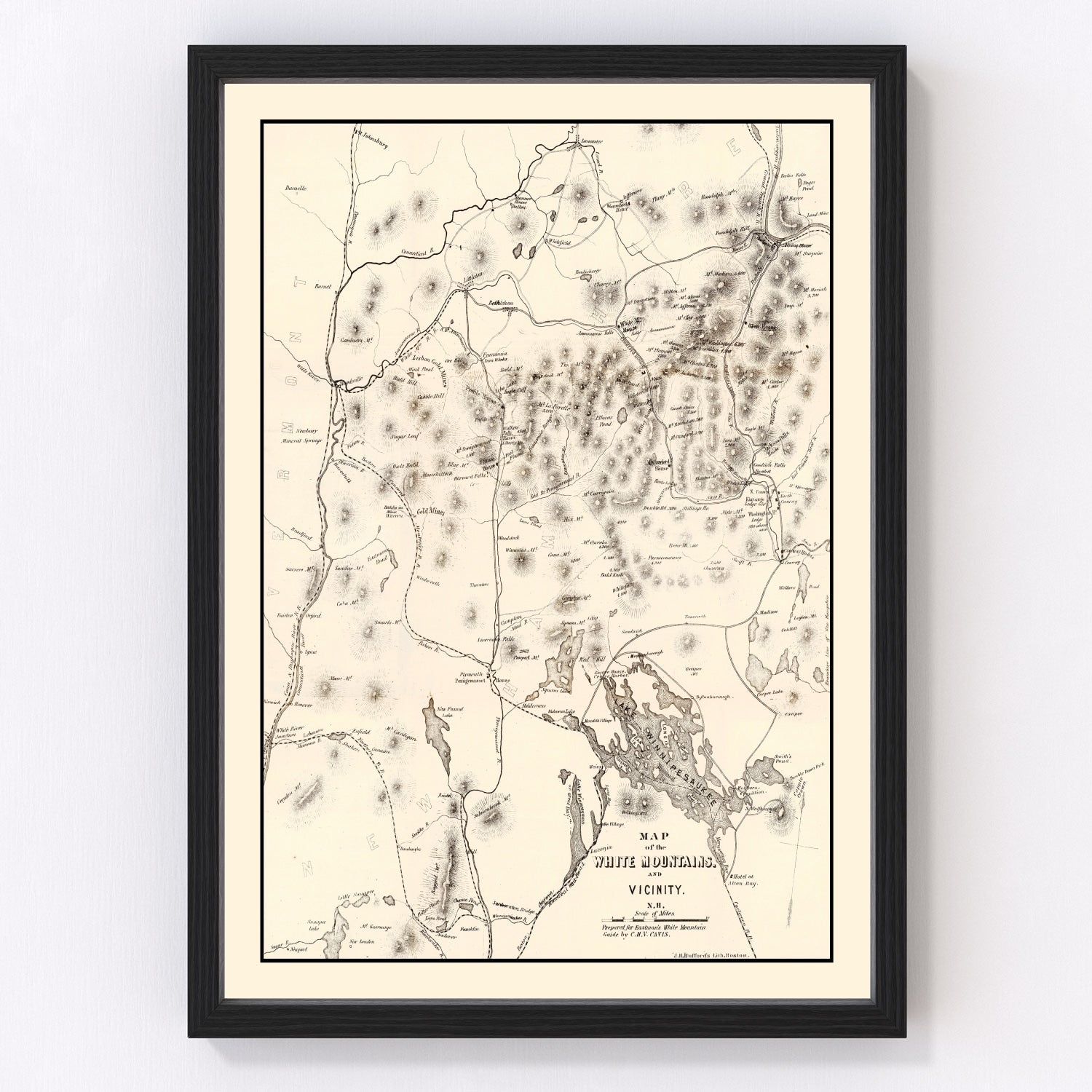 Vintage Map of White Mountains 1872