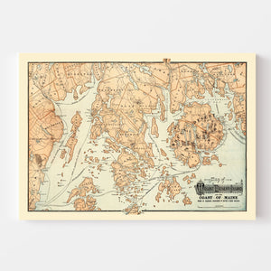 Vintage Map of Mount Desert Island, 1890