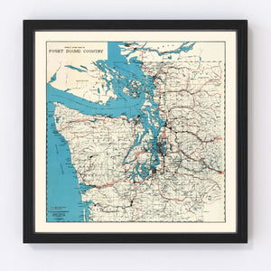 Vintage Map of Puget Sound, 1919