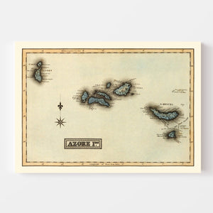 Vintage Map of Azore Islands, 1823