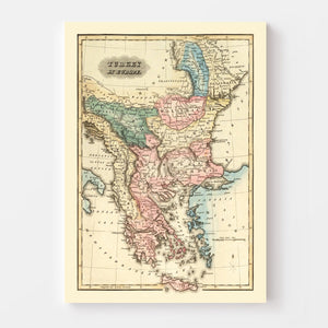 Vintage Map of Turkey 1823