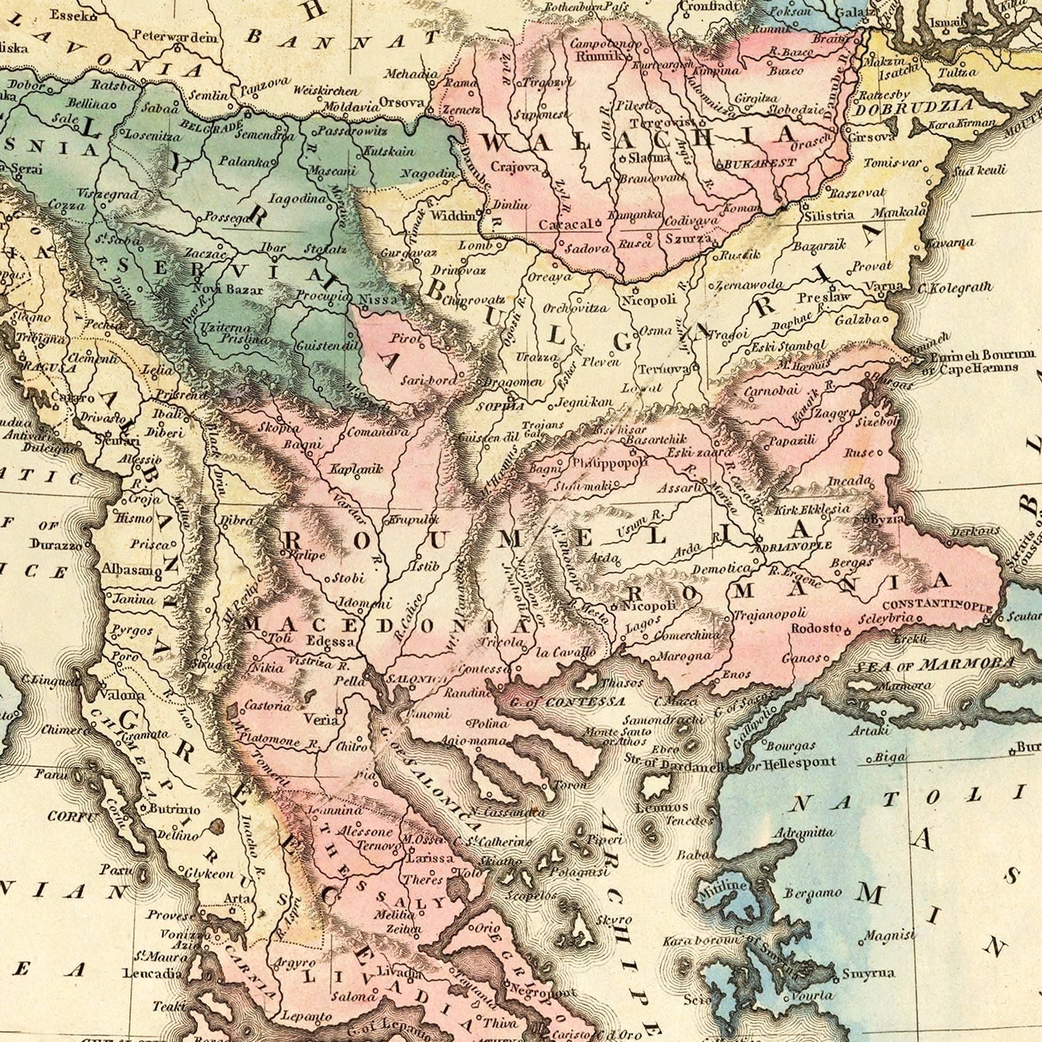 Vintage Map of Turkey 1823