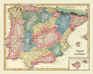 Vintage Map of Portugal 1823