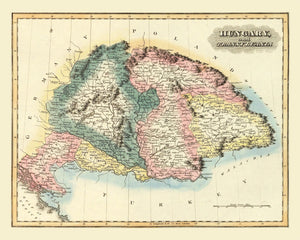 Vintage Map of Hungary 1823