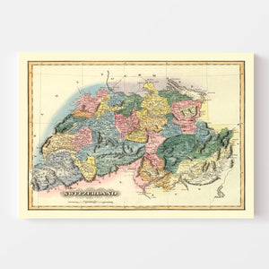 Vintage Map of Switzerland 1823