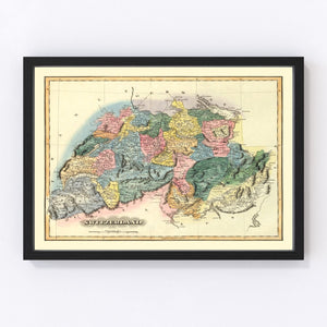 Vintage Map of Switzerland 1823