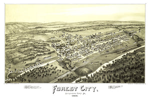 Vintage Map of Forest City, Pennsylvania 1889