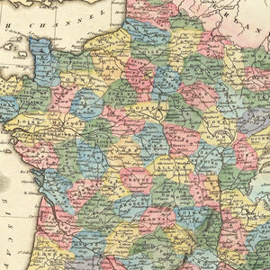 Vintage Map of France 1823