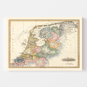 Vintage Map of Holland 1823