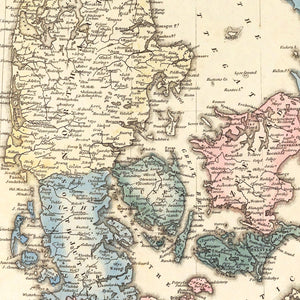 Vintage Map of Denmark 1823