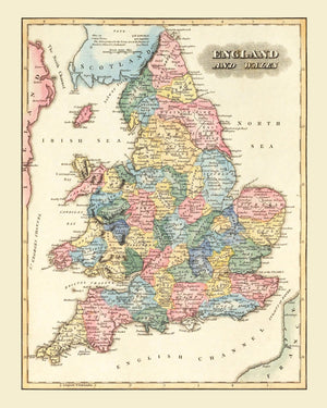 Vintage Map of England 1823
