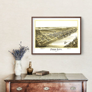 Vintage Map of Ford City, Pennsylvania 1896